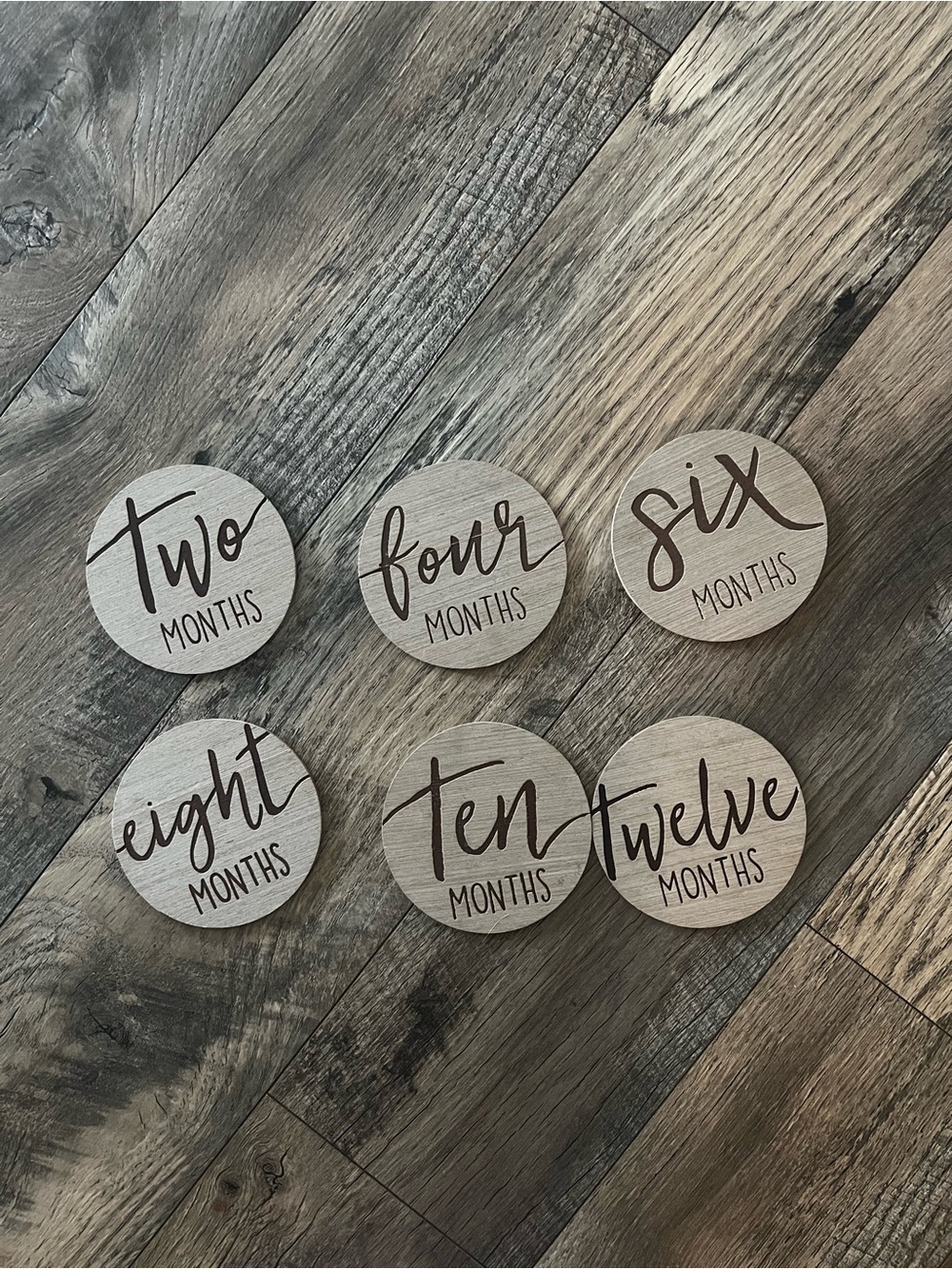 Baby Monthly Milestone Discs 1-12 Months Wood Photo Props Set